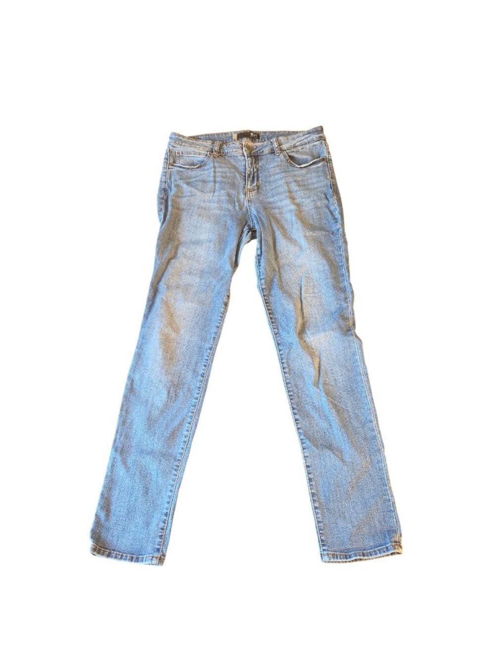 KUT from the Kloth Diana Kurvy Skinny Jeans Light Wash Distressed Mid Rise Sz 8